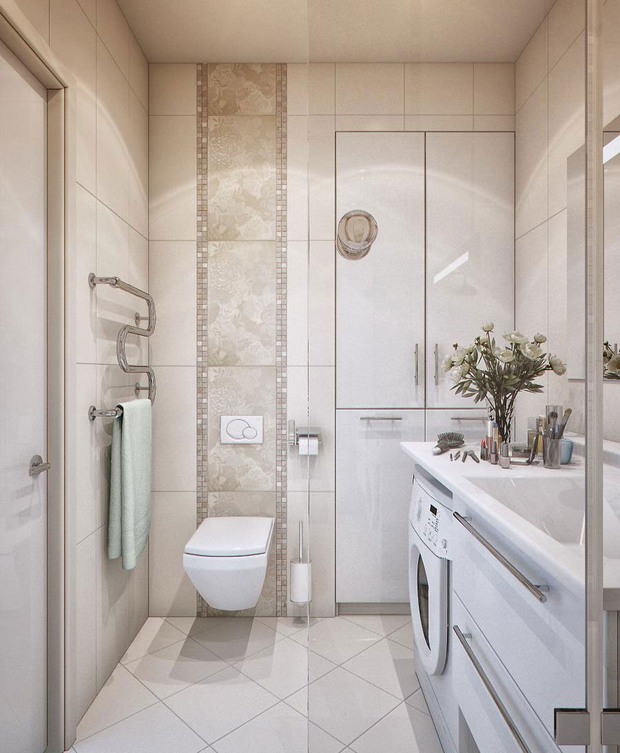 Design bilik air kecil terbaik dengan tema putih moden