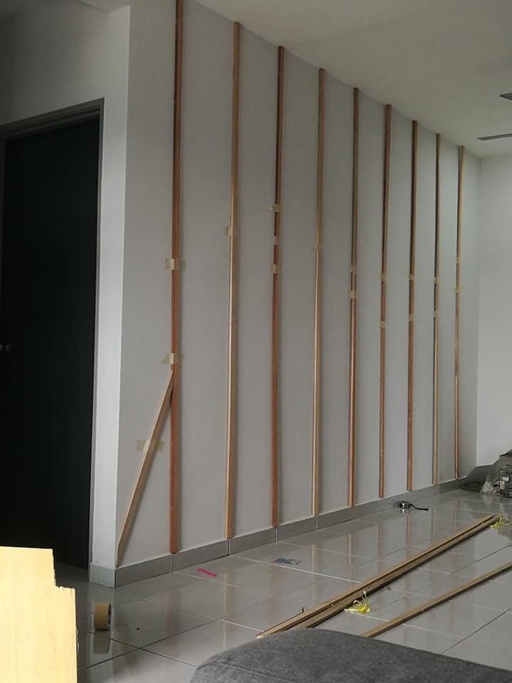 Hasil DIY Wall Panel  Dengan Modal Dalam RM 70 Untuk Kayu  