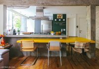 Dekorasi dapur dengan tema kuning mustard dan hijau