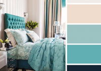 Hiasan dalaman bilik tidur warna beige dan turquoise