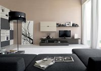 Hiasan dalaman ruang tamu dengan konsep hitam dan putih dengan perabot gaya moden kontemporari