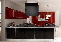 Kabinet dapur moden design terbaru dengan kombinasi warna merah dan hitam