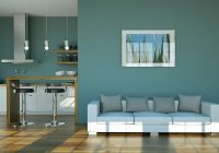 Konsep hiasan dalaman yang simple dengan gabungan warna sofa dan cat dinding yang sesuai