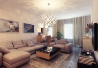 Reka Bentuk Dan Idea Ruang Tamu Dengan Inspirasi Gaya Klasik Disulam Sofa Coklat Sofa Meja Kopi Dan Karpet Berbulu Atas Lantai Parquete
