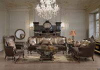 Set Perabot Ruang Tamu Cantik Dengan Gaya Sofa Tradisional Eropah Dalam Bingkai Walnut Digilap Termasuk Kecantikan Meja Bulat Gaya Klasik