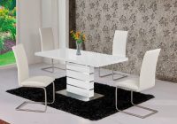 Set meja makan moden putih berkilat 4 kerusi