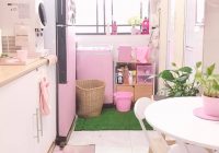 deko ruang laundry pink