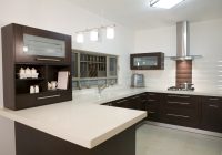 Model ruang dapur sederhana besar konsep moden dengan tabletop putih mewah